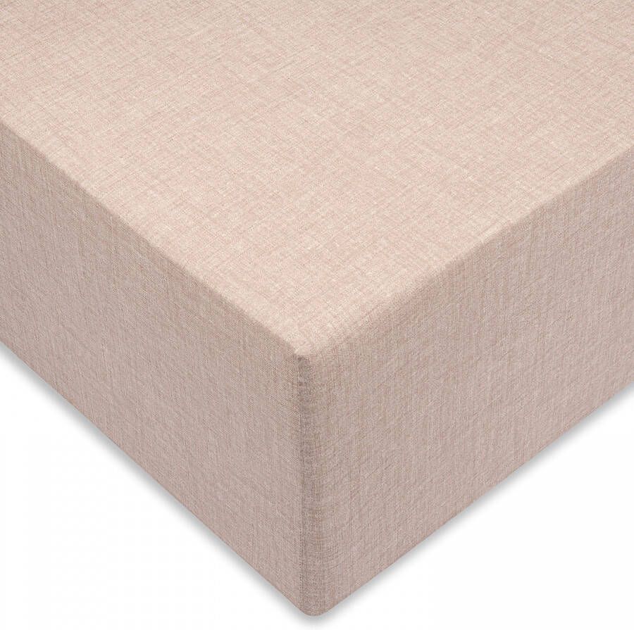 Zohome Hoeslaken Lino Onderlaken voor tweepersoonsbed 160x200 100% Katoen Beige
