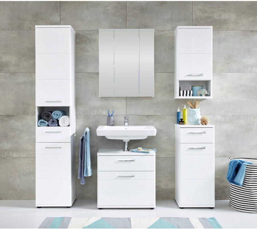 Trendteam smart living Badkamer hoge kast Monte 37 x 189 x 34 cm front: grijs mat corpus: grijs melamine met veel opbergruimte