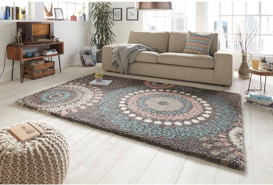 Mint rugs Hoogpolig vloerkleed Globe grijs 160x230 cm