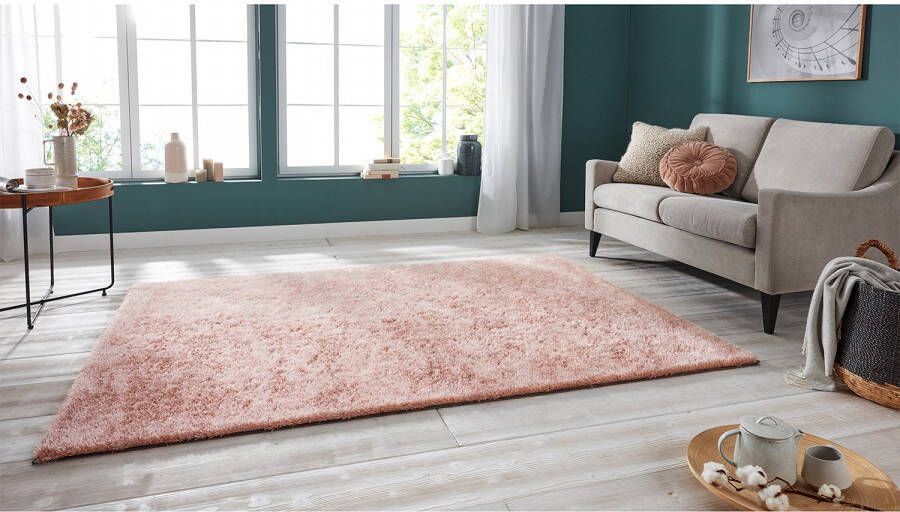 Tapeso Handgetuft hoogpolig vloerkleed Supersoft roze 80x150 cm