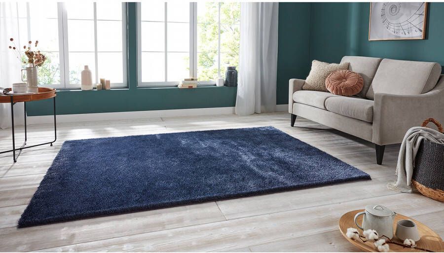 Tapeso Handgetuft hoogpolig vloerkleed Supersoft marineblauw 160x230 cm