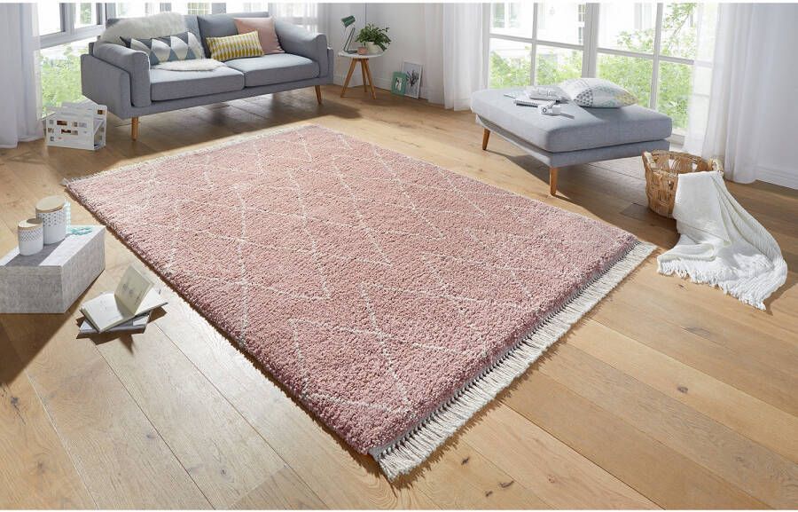 Mint rugs Hoogpolig vloerkleed Jade roze crème 160x230 cm - Foto 3