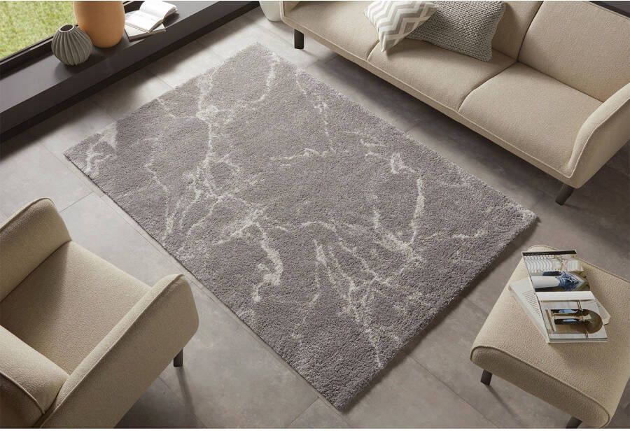 HANSE Home Hoogpolig vloerkleed MAYRIN Hoge pool vloerkleed shaggy flokati zacht marmer-look woonkamer - Foto 2