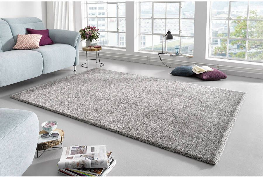 Mint rugs Hoogpolig modern vloerkleed effen Glam zilver 160x230 cm