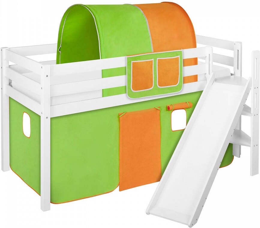 Halfhoogslaper Groen-Oranje met tent en schuine glijbaan