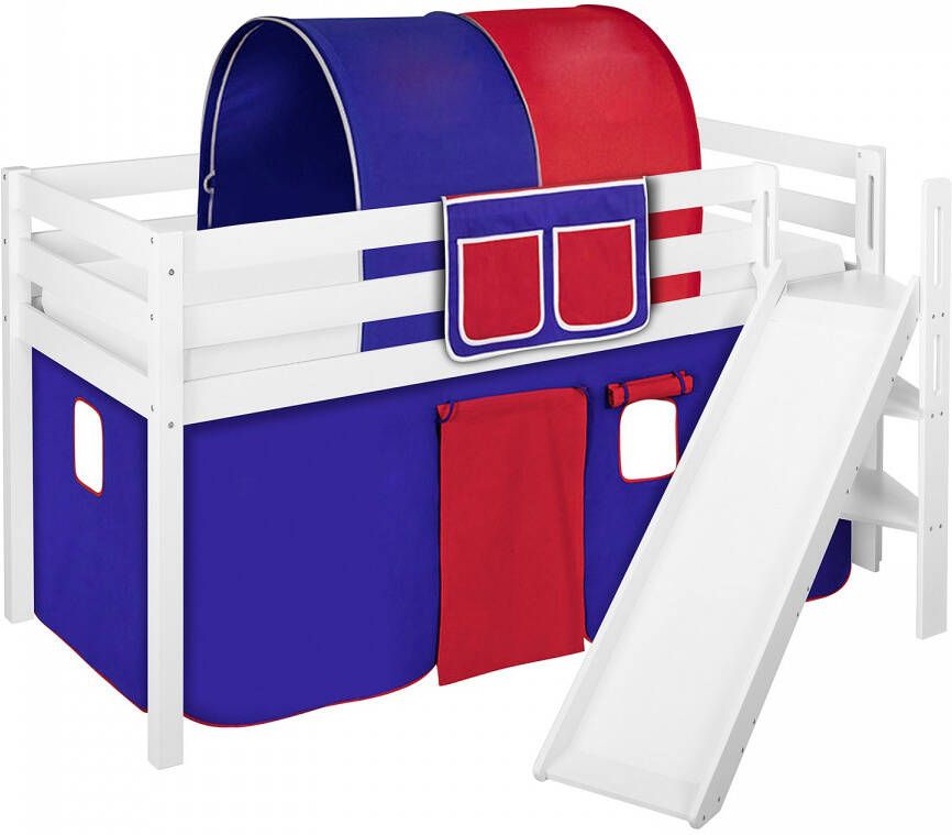 Halfhoogslaper Blauw-Rood met tent en schuine glijbaan