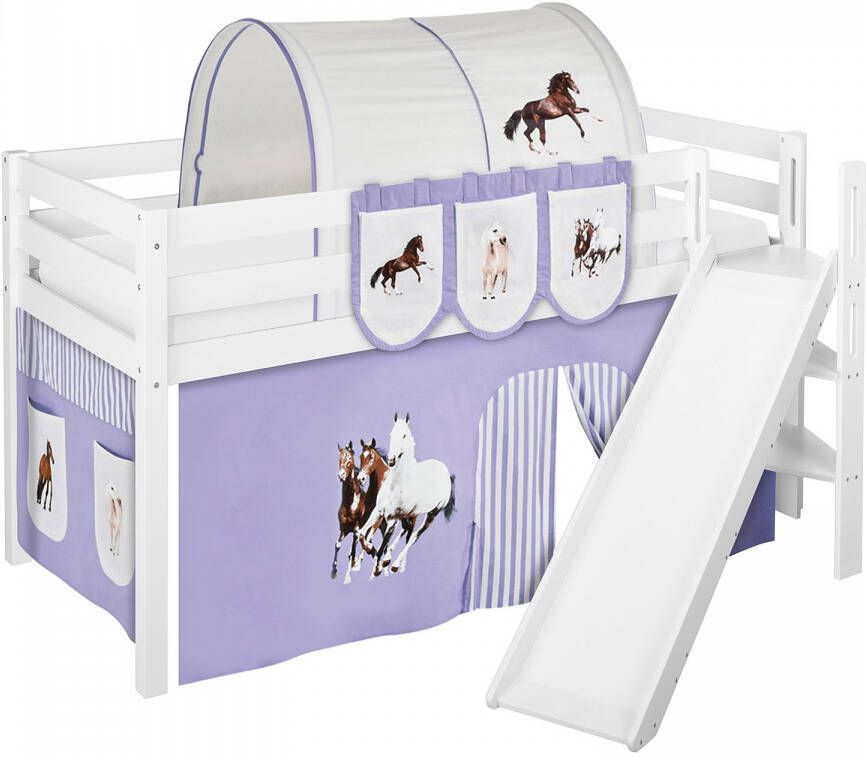 Halfhoogslaper Paard Lila met tent en schuine glijbaan