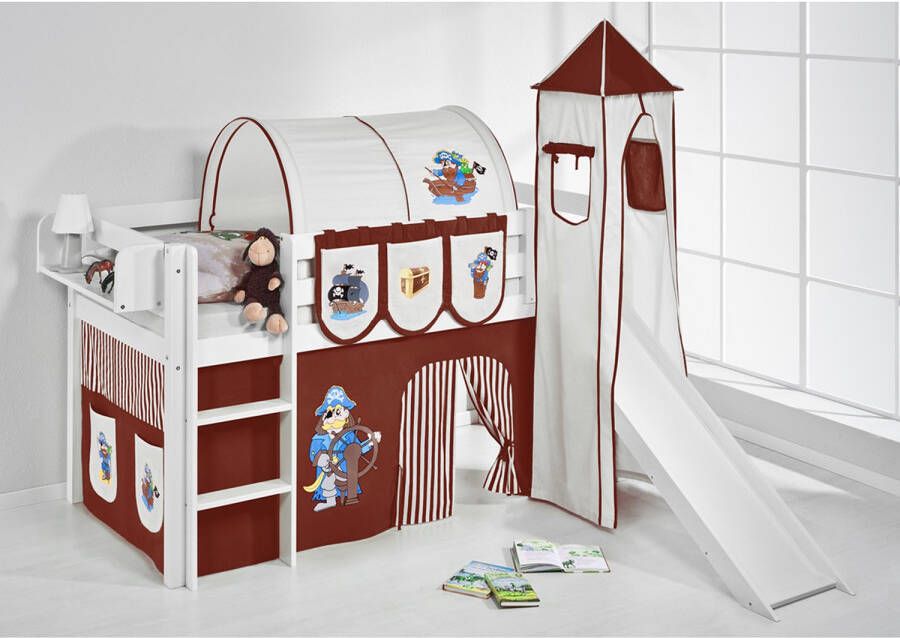 Halfhoogslaper Piraat Bruin met tent toren en glijbaan - Foto 2