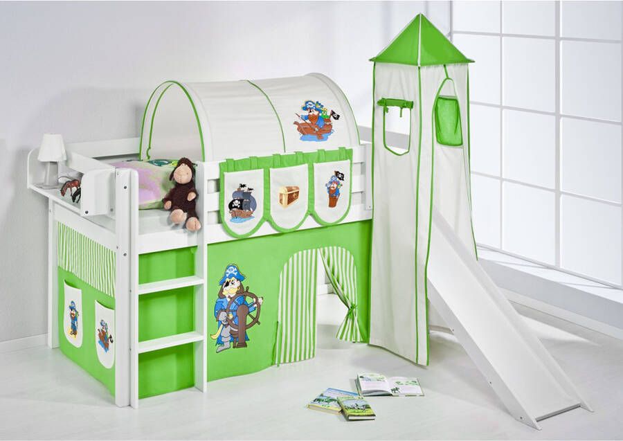 Halfhoogslaper Piraat Groen met tent toren en glijbaan - Foto 2