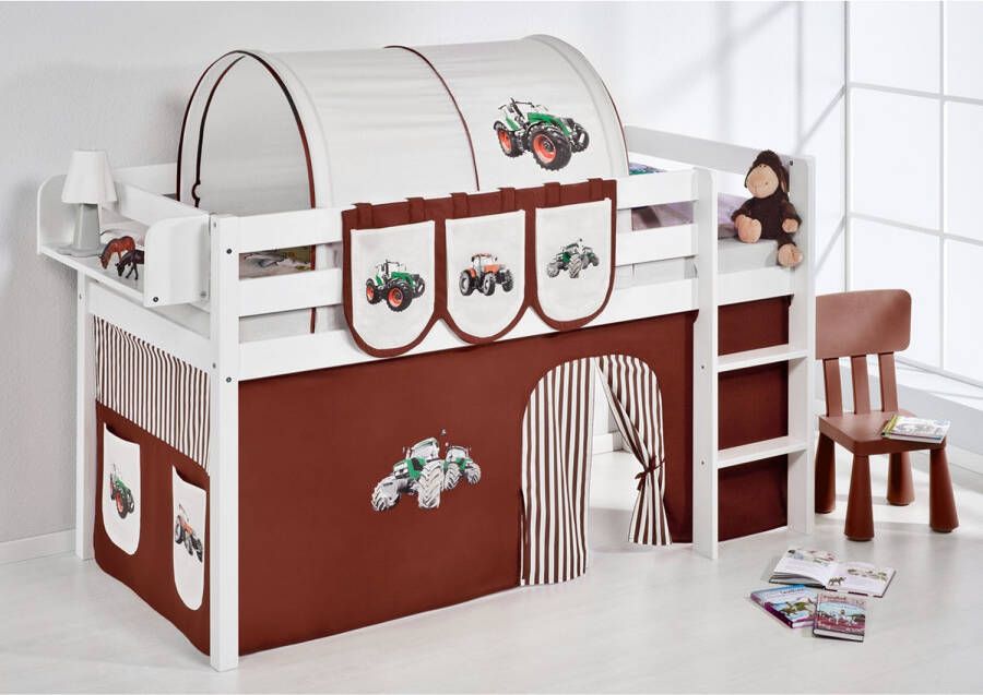 Lilokids Halfhoogslaper Tractor Bruin met tent - Foto 2