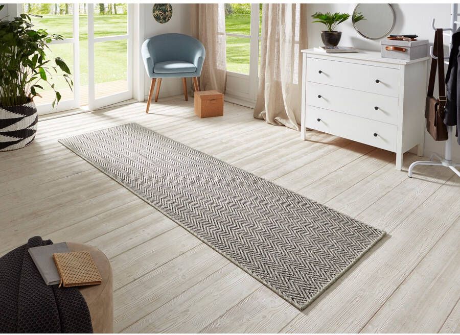 BT Carpet Loper binnen & buiten sisal-look Nature grijs antraciet 80x250 cm