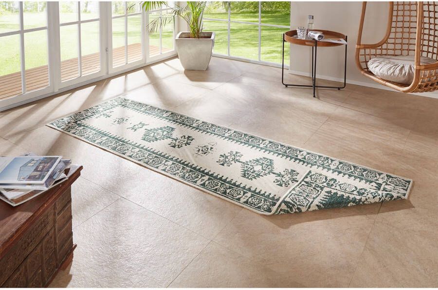 Northrugs Loper binnen & buiten Duque groen crème 80x250 cm