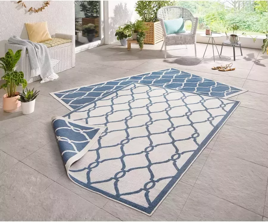 Northrugs Binnen & buiten vloerkleed Rimini blauw crème 200x290 cm