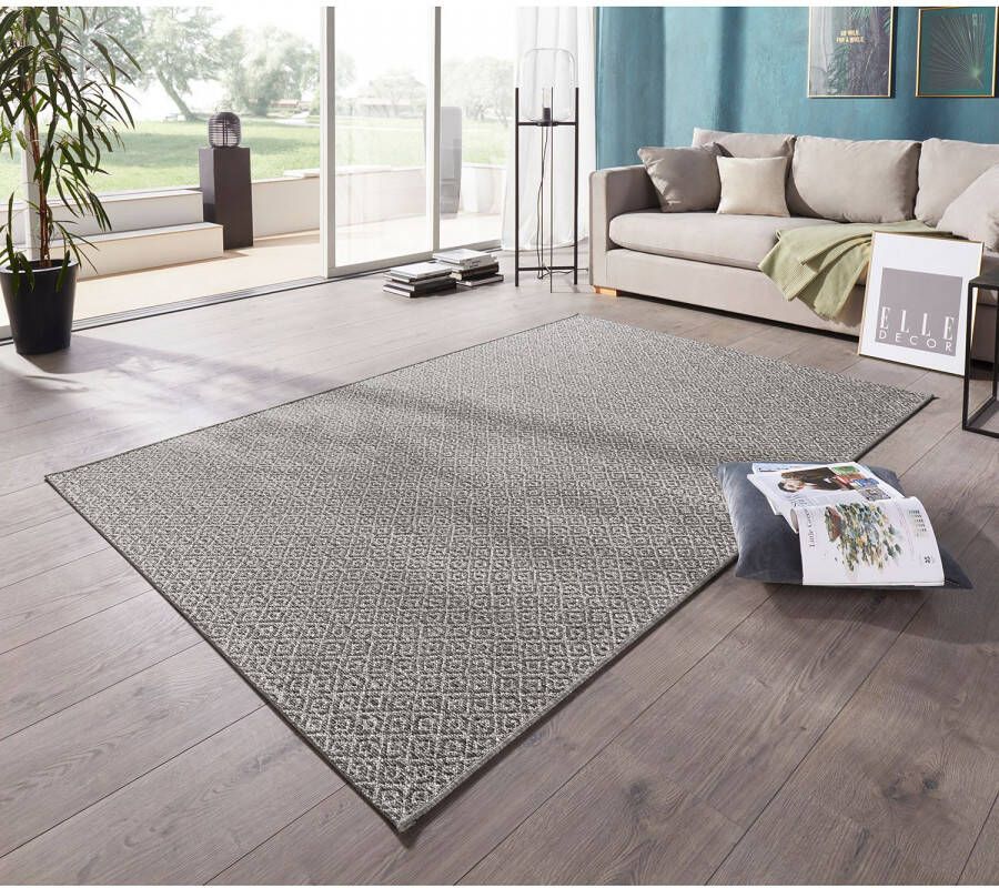 Elle Decoration Binnen & buiten vloerkleed Croix grijs 200x290 cm