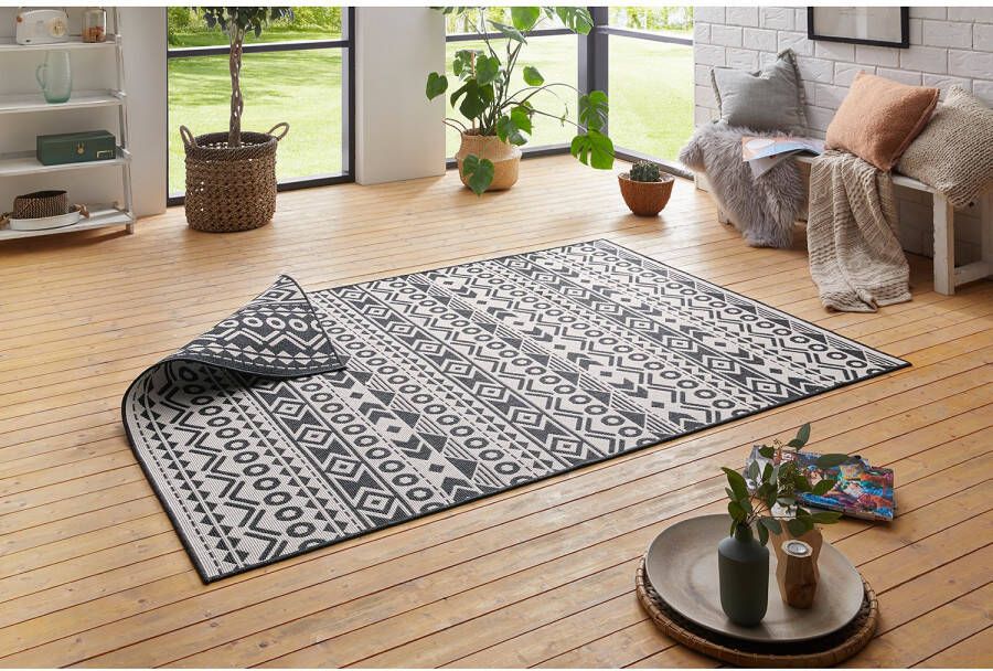 Tapeso Binnen & buiten vloerkleed Forma zwart 160x230 cm