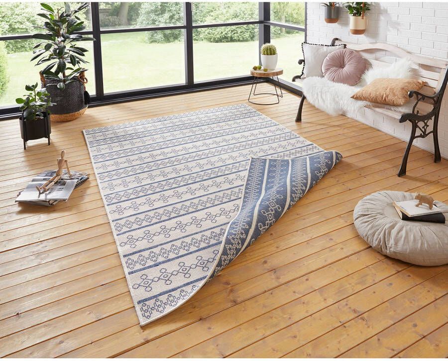 Northrugs Binnen & buiten vloerkleed Madeira blauw crème 160x230 cm