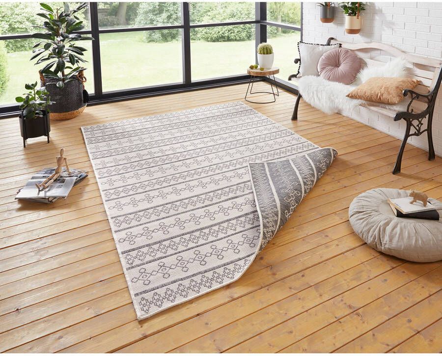 Northrugs Binnen & buiten vloerkleed Madeira grijs crème 200x290 cm