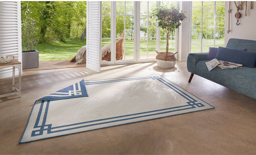 Northrugs Binnen & buiten vloerkleed Manito blauw crème 200x290 cm