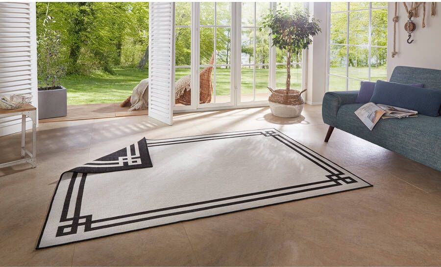 Northrugs Binnen & buiten vloerkleed Manito zwart crème 160x230 cm