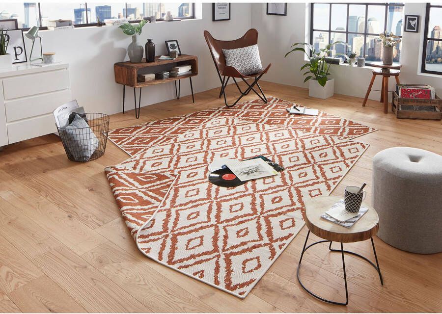 Northrugs Binnen & buiten vloerkleed ruiten Rio terra crème 120x170 cm - Foto 2