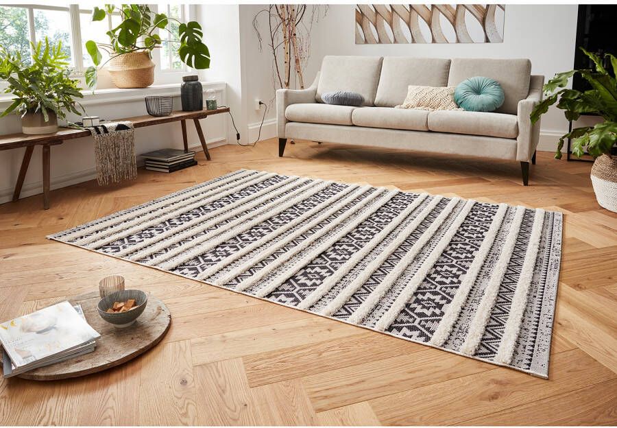 Mint rugs Vloerkleed 3D effect Sebou crème zwart 160x230 cm
