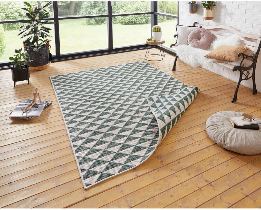 Northrugs Binnen & buiten vloerkleed ruiten Tahiti groen crème 160x230 cm