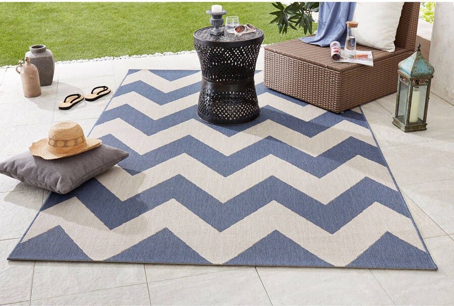 Northrugs Binnen & buiten vloerkleed zigzag Unique blauw 120x170 cm - Foto 2