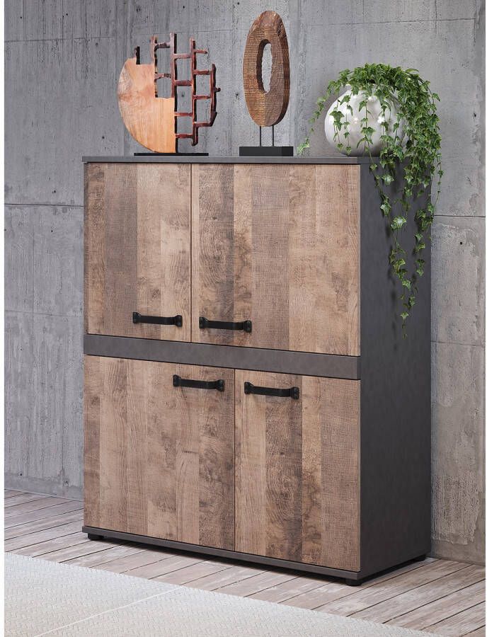 Trendteam smart living Stripe Highboard eiken tabak-matera 100 x 118 x 41 cm - Foto 5