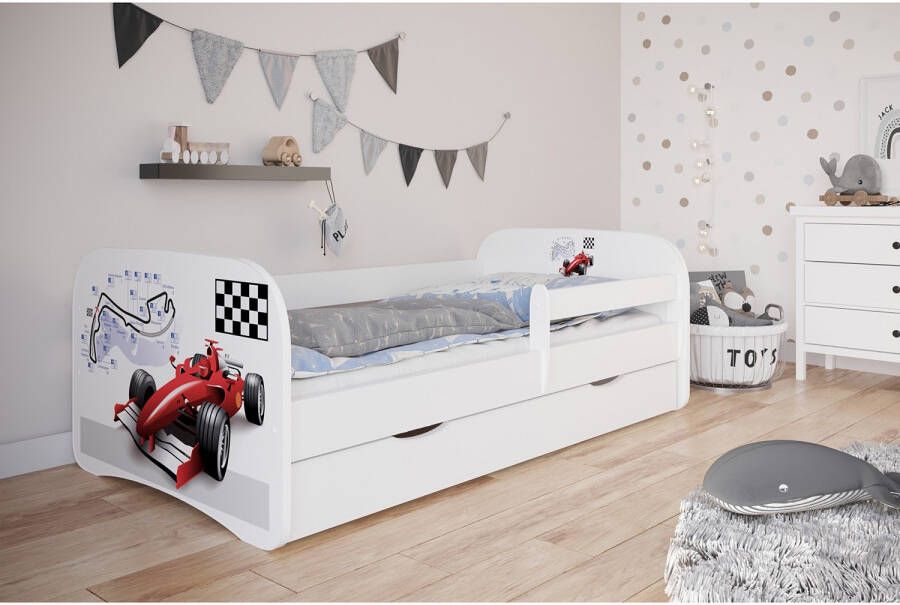 Kocot Kids Bed babydreams wit Formule 1 met lade met matras 160 80 Kinderbed Wit