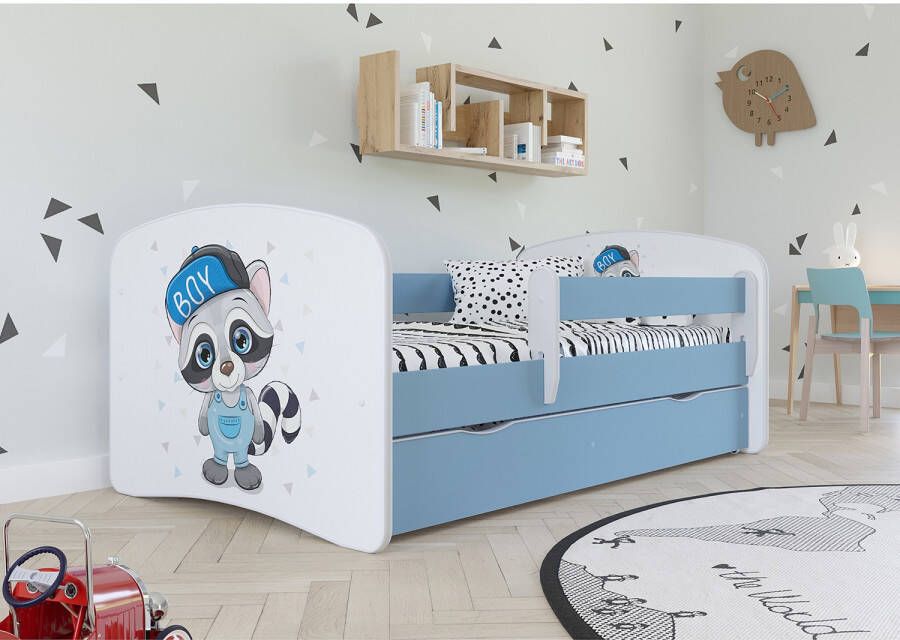 Kocot Kids Bed babydreams blauw wasbeer met lade met matras 160 80 Kinderbed Blauw