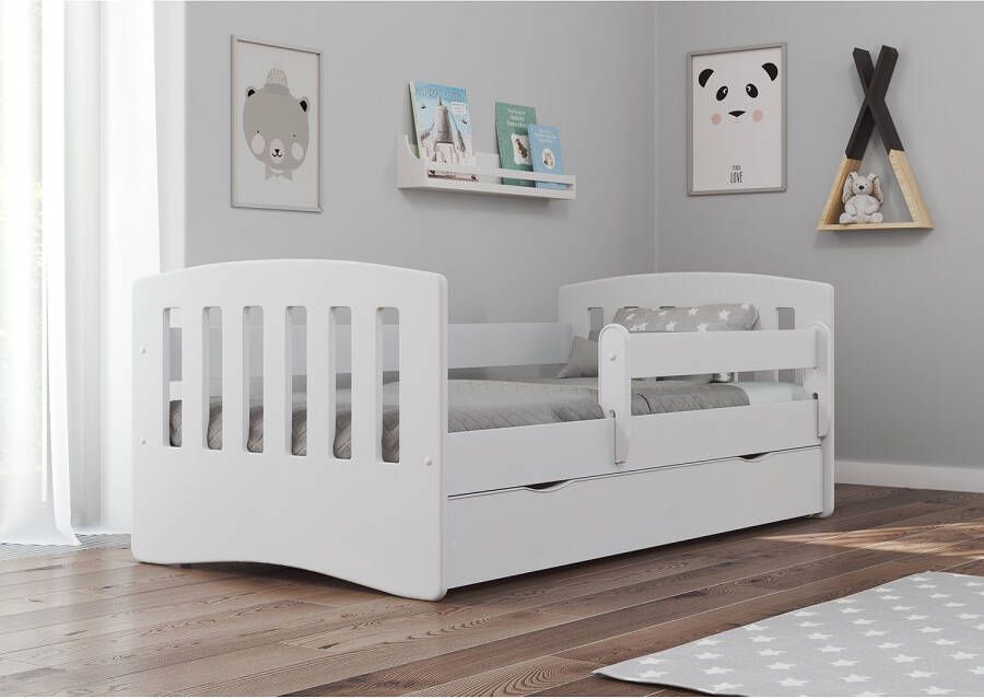 Kocot Kids Bed classic 1 wit met lade met matras 160 80 Kinderbed Wit