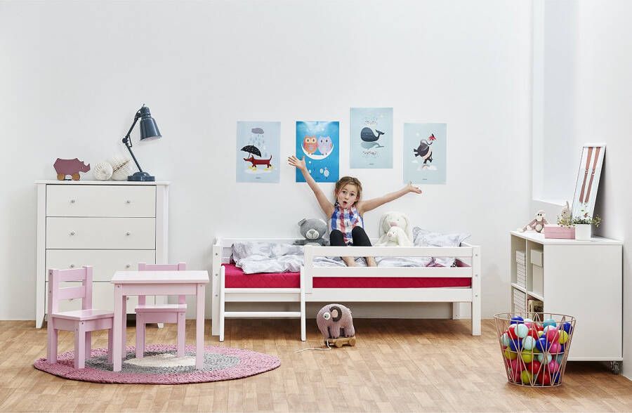 Hoppekids ECO Dream Junior bed 70x160 cm met ladder en bedhekje wit