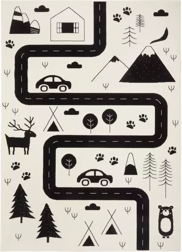 Tapeso Speelkleed wegen Rocky Roads crème zwart 160x220 cm - Foto 3