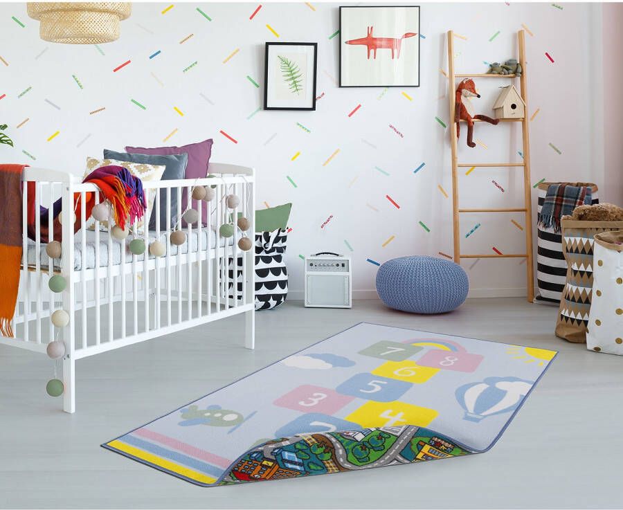 Andiamo Kindervloerkleed Duo Speelkleed stratenvloerkleed aan beide kanten te gebruiken hinkelbaan