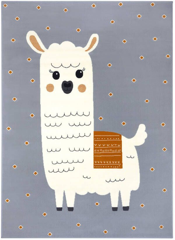 Hanse Home Kindervloerkleed alpaca Smile grijs mosterdgeel 80x150 cm