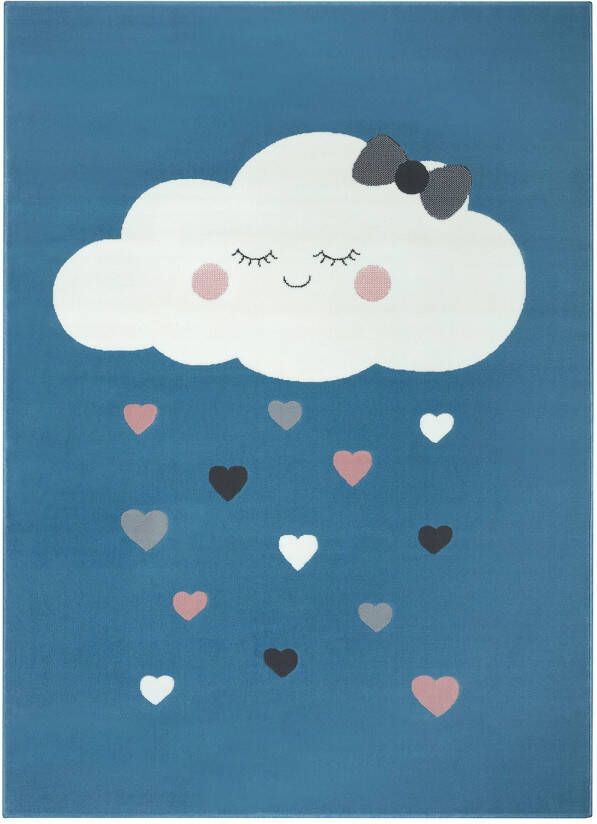 Tapeso Kindervloerkleed wolken Happy blauw 80x150 cm