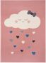 Tapeso Kindervloerkleed wolken Happy roze 160x220 cm - Thumbnail 2