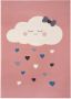 Tapeso Kindervloerkleed wolken Happy roze 80x150 cm - Thumbnail 1