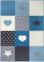 Tapeso Kindervloerkleed blokken Lovely Stars crème lichtblauw 80x150 cm - Thumbnail 2