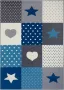 Tapeso Kindervloerkleed blokken Lovely Stars grijs blauw 80x150 cm - Thumbnail 2