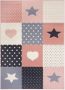 Tapeso Kindervloerkleed blokken Lovely Stars roze crème 160x220 cm - Thumbnail 2