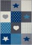Tapeso Kindervloerkleed blokken Lovely Stars grijs blauw 160x220 cm - Thumbnail 2
