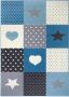 Tapeso Kindervloerkleed blokken Lovely Stars crème lichtblauw 120x170 cm - Thumbnail 2