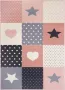 Tapeso Kindervloerkleed blokken Lovely Stars roze crème 80x150 cm - Thumbnail 2