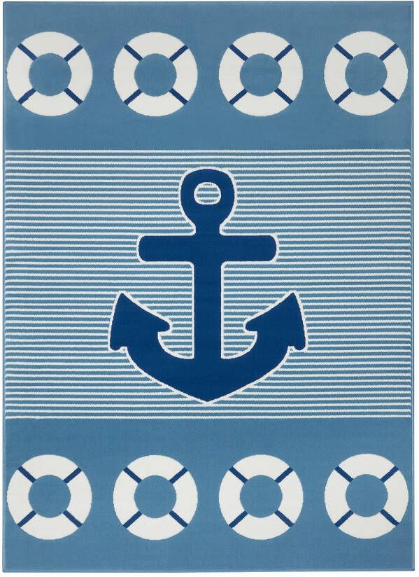 Tapeso Kindervloerkleed anker Sea blauw 80x150 cm