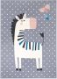 Tapeso Kindervloerkleed zebra Zibbie grijs 80x150 cm - Thumbnail 1