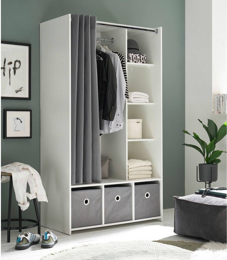 Schlafkontor Kledingkast Jenke kledingkast slaapkamerkast op wielen BESTSELLER Multifunctionele kledingkast met moderne gordijngarderobe - Foto 8