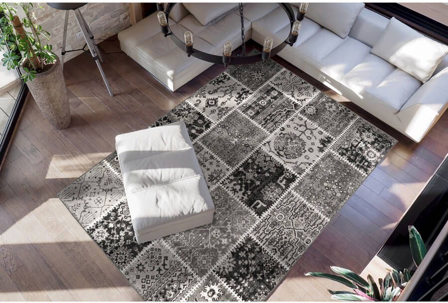Kayoom Ariya 200 x 290 cm Vloerkleed Donkergrijs