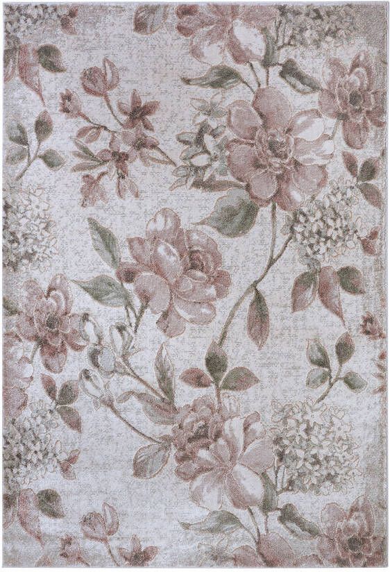 Tapeso Vloerkleed bloemen Aubusson Jardin roze crème 80x150 cm