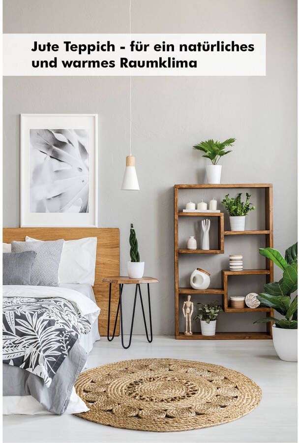 LUXOR living Vloerkleed Balo Jute tapijt pure natuurlijke vezel handgeweven vlechtontwerp - Foto 9